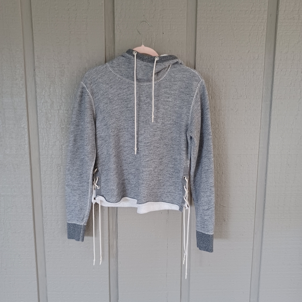 Rag And Bone Amelia Lace Up Cropped Hoodie Sweatshirt Size XXS Women Preppy